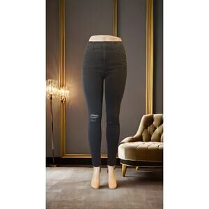 Madewell 9” High Rise Skinny Jeans Women’s Size 29T Black Distressed Frayed Hem